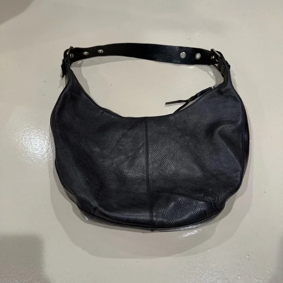 SOLD Vintage Banana Republic Black Leather Hobo Bag shoulder purse grunge everyd - Picture 1 of 16
